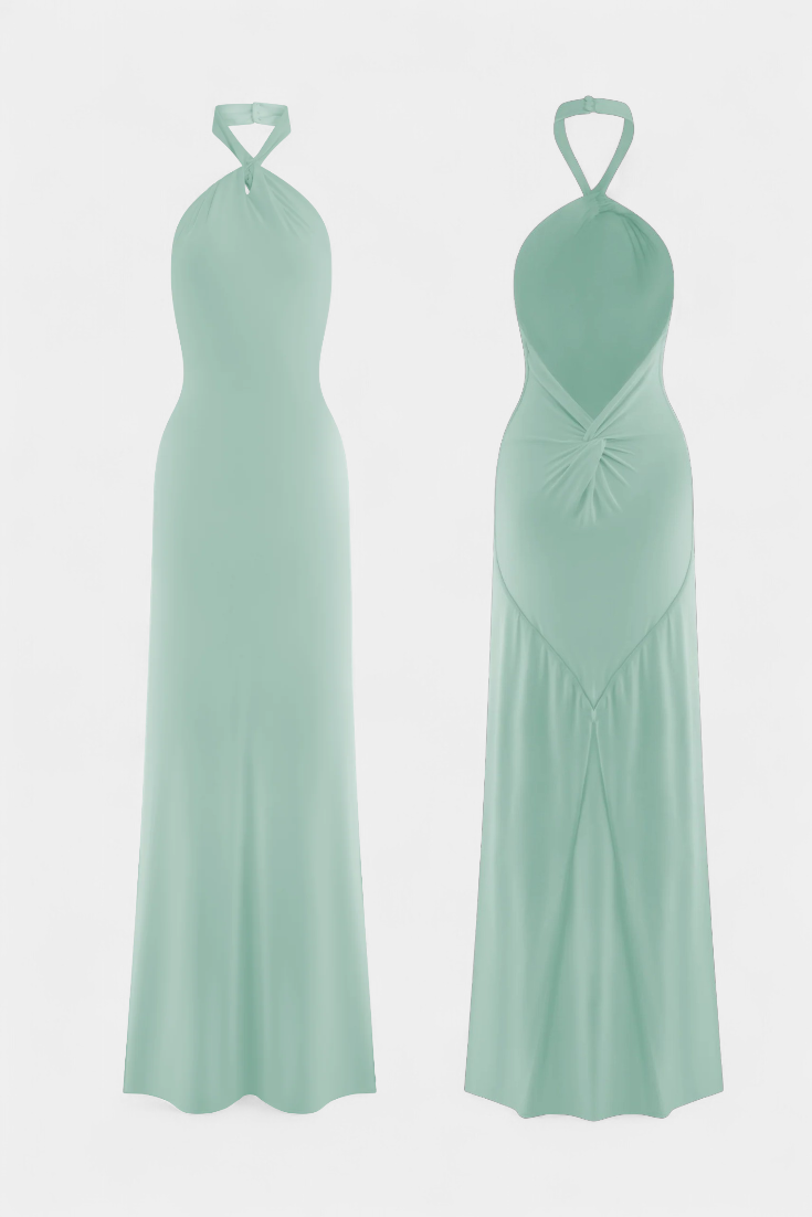 Trinity | Vestido ajustado con escote halter y fruncidos en la espalda